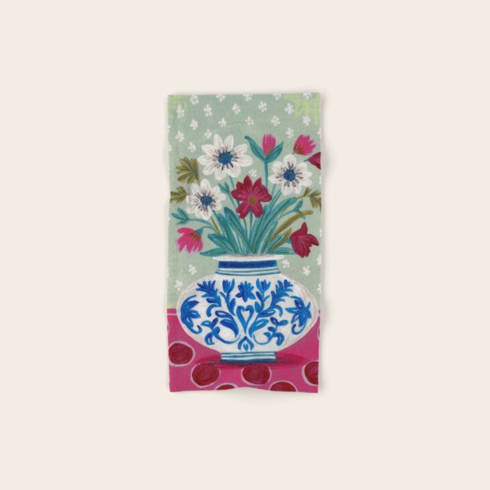 Still Life Vase with Wild Flowers Bouquet Bright colours Bath Towel Gallery Image 1