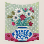 Still Life Vase with Wild Flowers Bouquet Bright colours Wall Tapestry Gallery Image 4