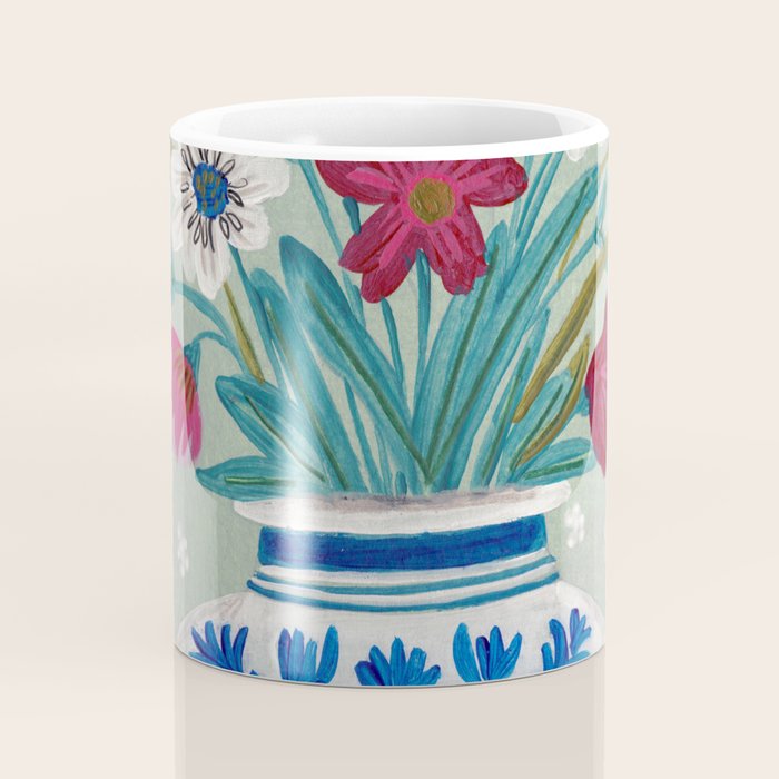 Still Life Vase with Wild Flowers Bouquet Bright colours Coffee Mug Gallery Image 4