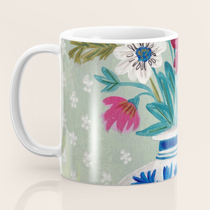 Still Life Vase with Wild Flowers Bouquet Bright colours Coffee Mug Gallery Image 3