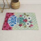 Still Life Vase with Wild Flowers Bouquet Bright colours Rug Gallery Image 1