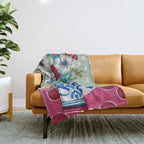 Still Life Vase with Wild Flowers Bouquet Bright colours Throw Blanket Gallery Image 1