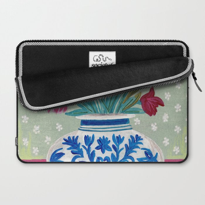 Still Life Vase with Wild Flowers Bouquet Bright colours Laptop Sleeve Gallery Image 2