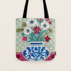 Still Life Vase with Wild Flowers Bouquet Bright colours Tote Bag Gallery Image 1