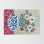 Still Life Vase with Wild Flowers Bouquet Bright colours Rug Gallery Image 2