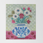 Still Life Vase with Wild Flowers Bouquet Bright colours Throw Blanket Gallery Image 2