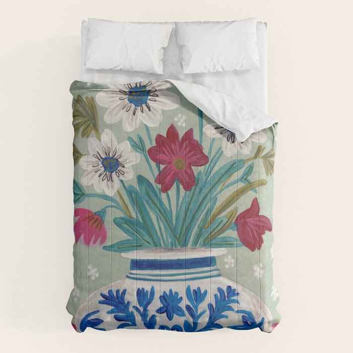 Still Life Vase with Wild Flowers Bouquet Bright colours Comforter Gallery Image 6