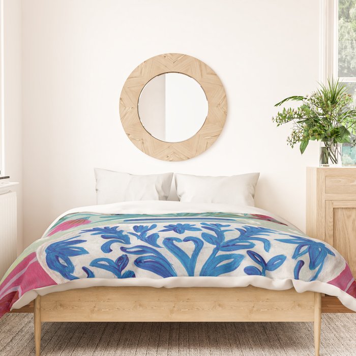 Still Life Vase with Wild Flowers Bouquet Bright colours Duvet Cover Gallery Image 3