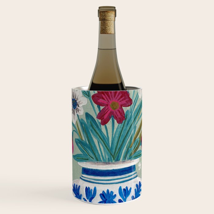 Still Life Vase with Wild Flowers Bouquet Bright colours Wine Chiller Gallery Image 1
