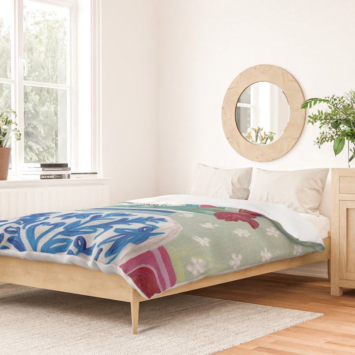 Still Life Vase with Wild Flowers Bouquet Bright colours Duvet Cover Gallery Image 2