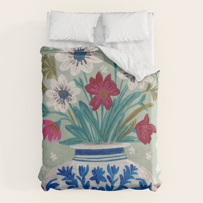 Still Life Vase with Wild Flowers Bouquet Bright colours Duvet Cover Gallery Image 6