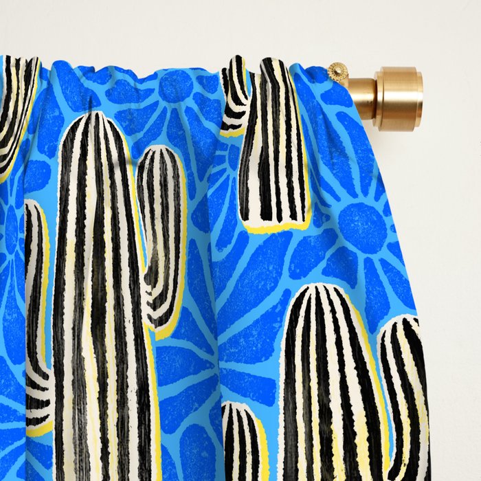 Sonora - blue, yellow, black, and white Window Curtain Gallery Image 2