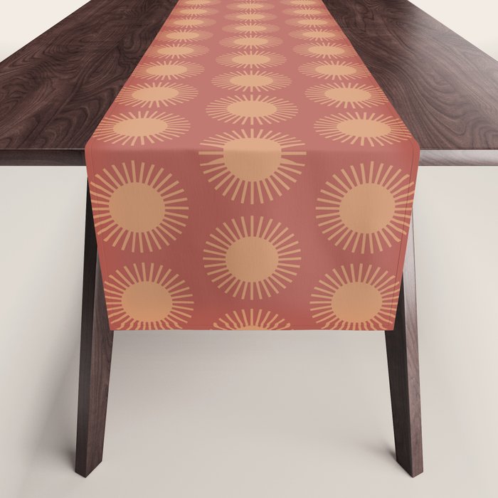 Boho Summer Sun Pattern XIV Earthy Pink and Beige Table Runner Gallery Image 1