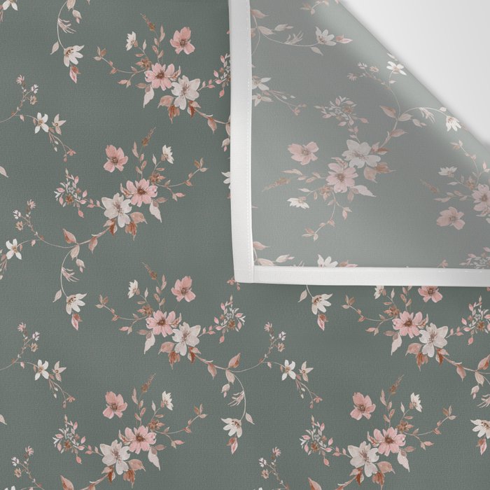 Watercolor Wildflowers - Sage Pink Wall Tapestry Gallery Image 3