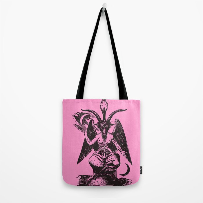 Black and Pink Baphomet Tote Bag Gallery Image 2