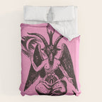 Black and Pink Baphomet Duvet Cover Gallery Image 6