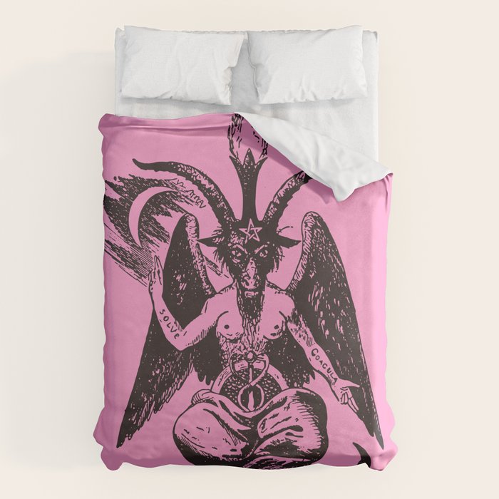 Black and Pink Baphomet Duvet Cover Gallery Image 6