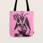 Black and Pink Baphomet Tote Bag Gallery Image 1