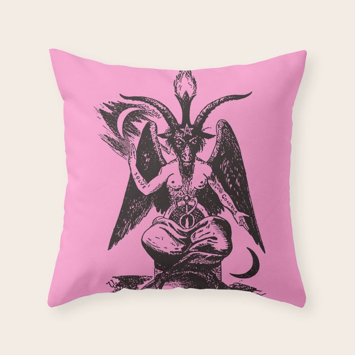 Black and Pink Baphomet Throw Pillow Gallery Image 6