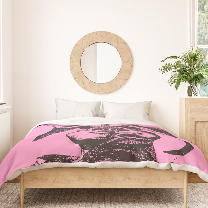 Black and Pink Baphomet Duvet Cover Gallery Image 3