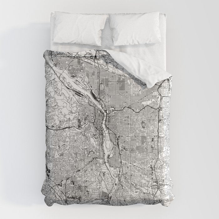 Portland White Map Comforter Gallery Image 1
