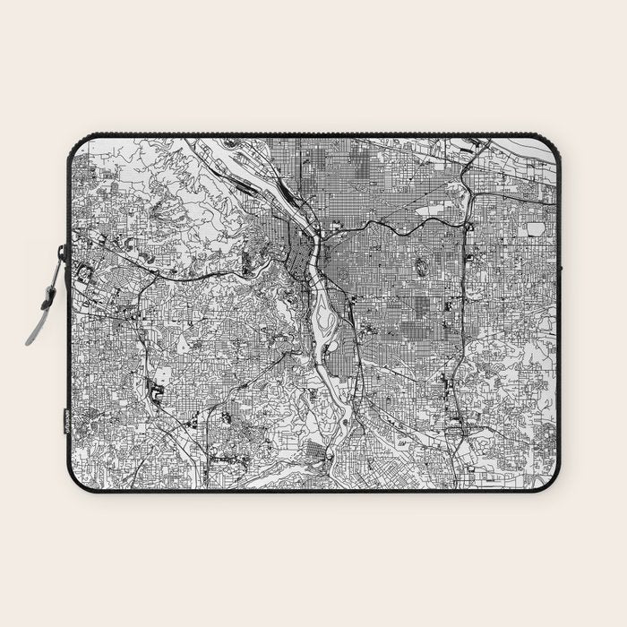 Portland White Map Laptop Sleeve Gallery Image 1
