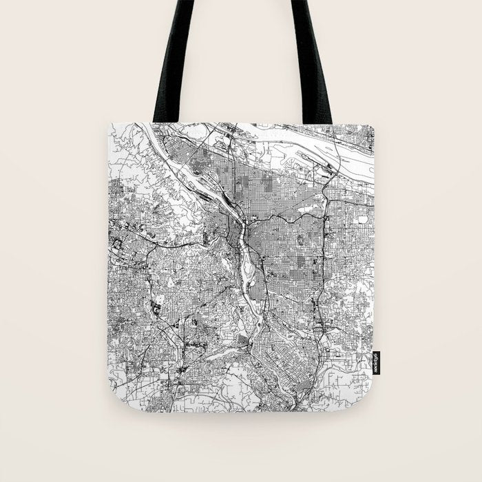 Portland White Map Tote Bag Gallery Image 1