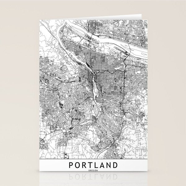 Portland White Map Stationery Card Gallery Image 2