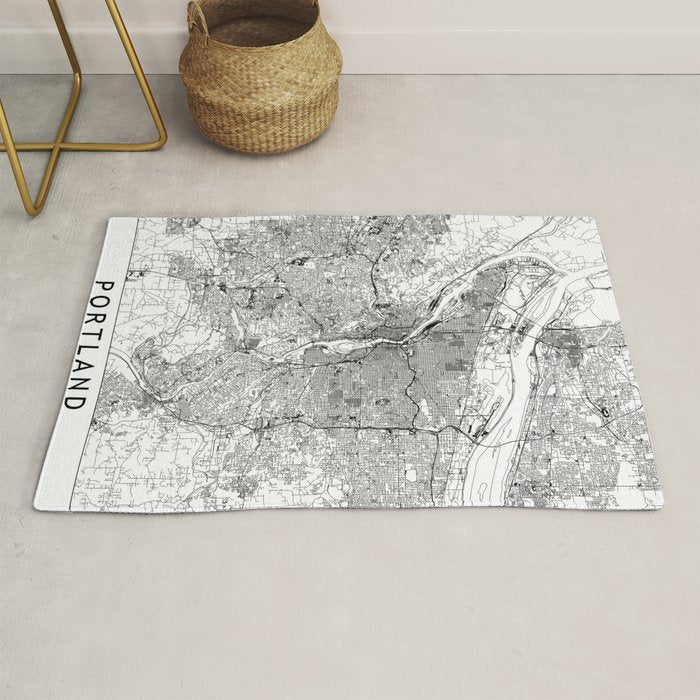 Portland White Map Rug Gallery Image 1
