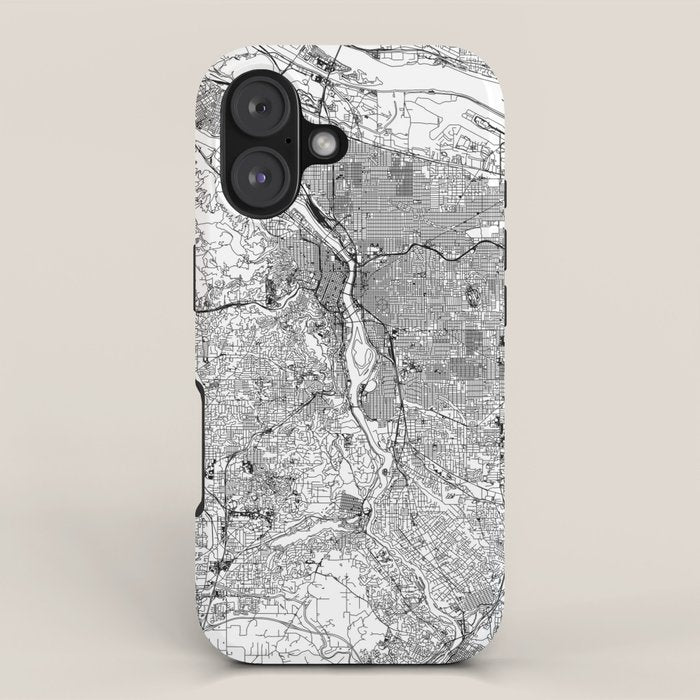 Portland White Map iPhone Case Gallery Image 1