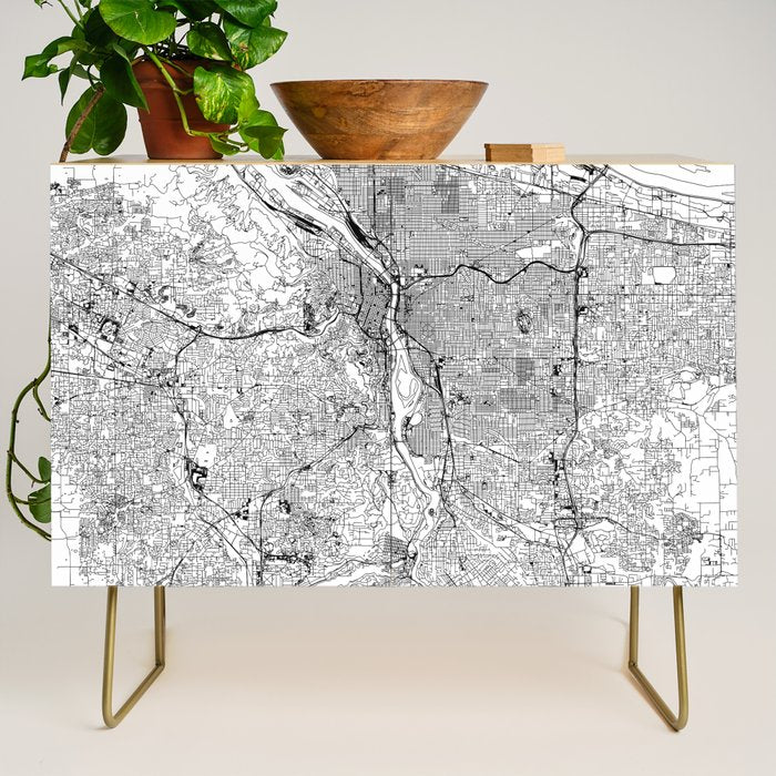 Portland White Map Credenza Gallery Image 1
