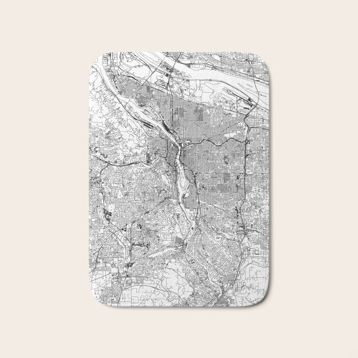 Portland White Map Bath Mat Gallery Image 1