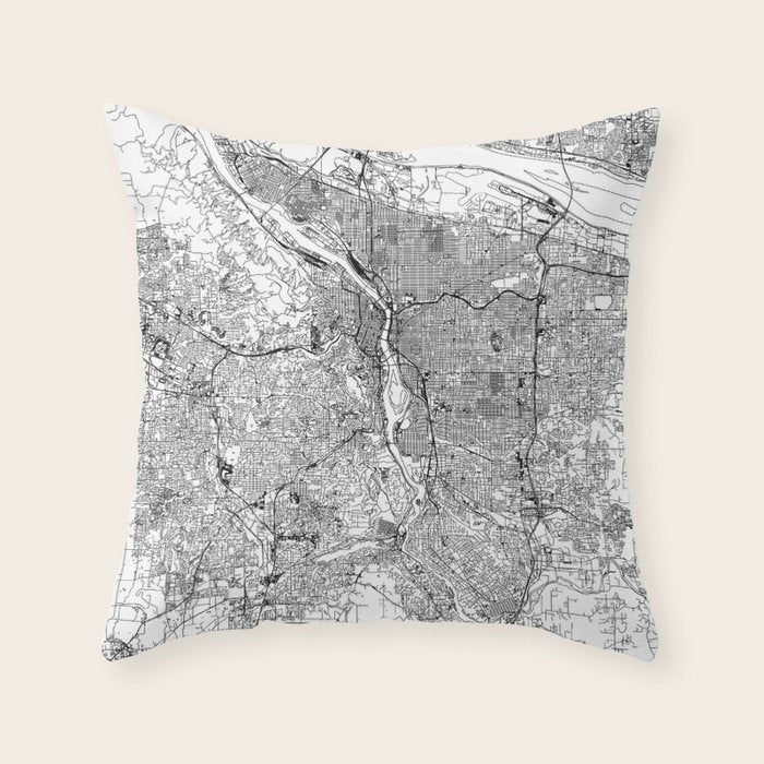 Portland White Map Throw Pillow Gallery Image 6