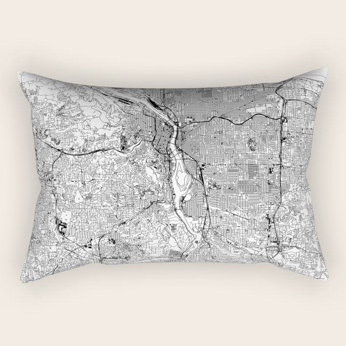 Portland White Map Rectangular Pillow Gallery Image 2