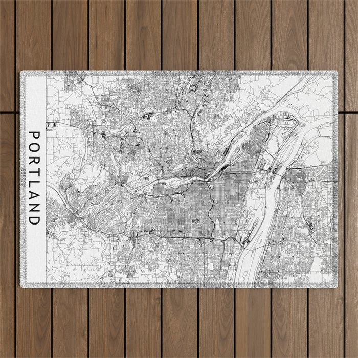 Portland White Map Outdoor Rug