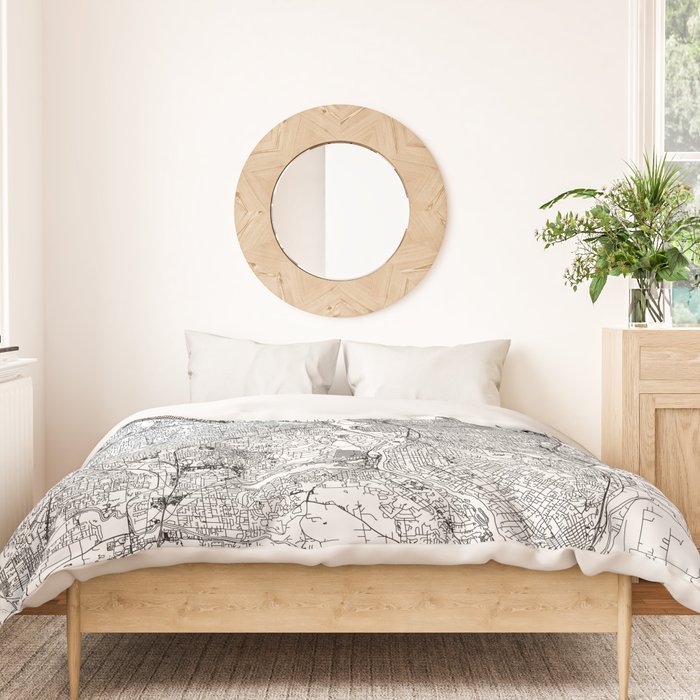 Portland White Map Duvet Cover Gallery Image 3