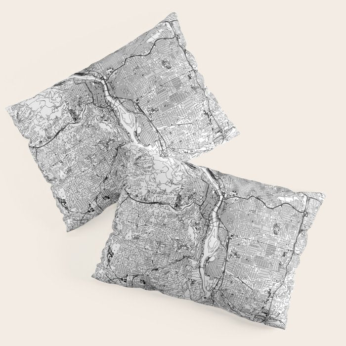Portland White Map Pillow Sham Gallery Image 1