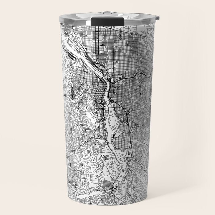 Portland White Map Travel Mug Gallery Image 1
