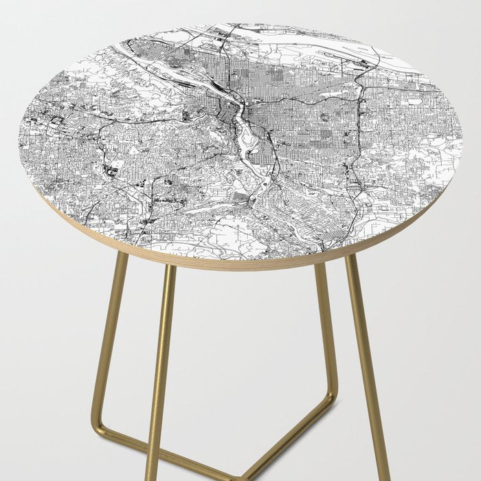 Portland White Map Side Table Gallery Image 2