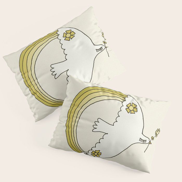 peace dove spread rainbow // retro art by surfy birdy Pillow Sham Gallery Image 3
