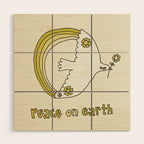 peace dove spread rainbow // retro art by surfy birdy Wood Wall Art Gallery Image 1