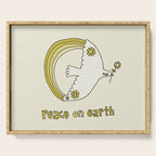 peace dove spread rainbow // retro art by surfy birdy Serving Tray Gallery Image 1