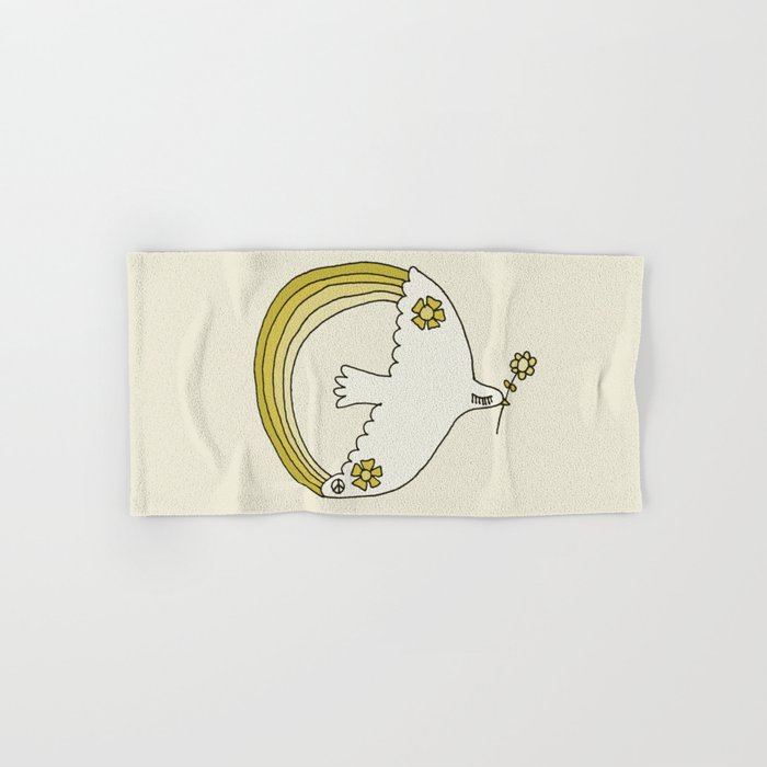 peace dove spread rainbow // retro art by surfy birdy Bath Towel Gallery Image 1