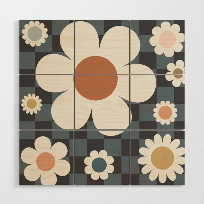 Daisy Checkerboard Wood Wall Art Gallery Image 1
