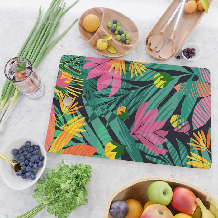 Wild Tropics Colorful Abstract Pattern Cutting Board Gallery Image 2