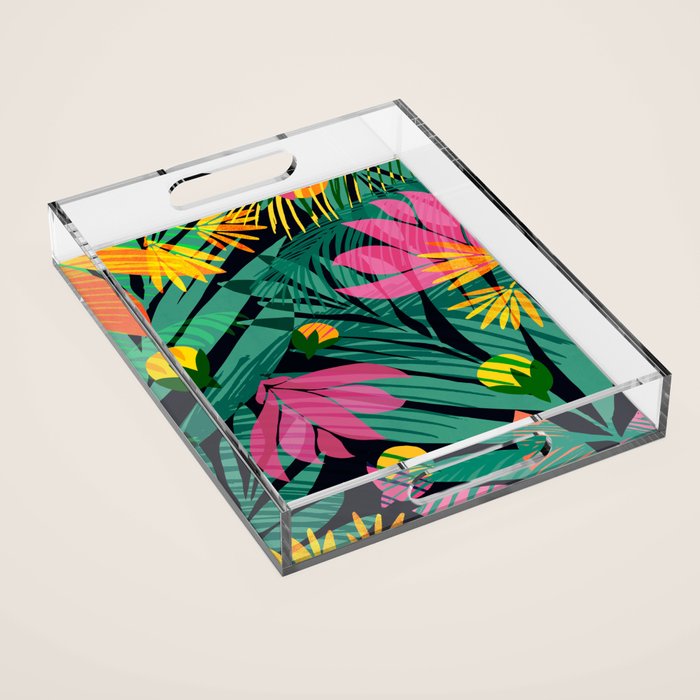 Wild Tropics Colorful Abstract Pattern Acrylic Tray Gallery Image 1