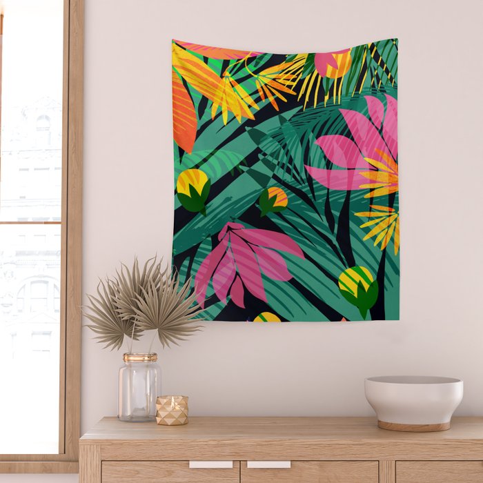 Wild Tropics Colorful Abstract Pattern Wall Tapestry Gallery Image 2
