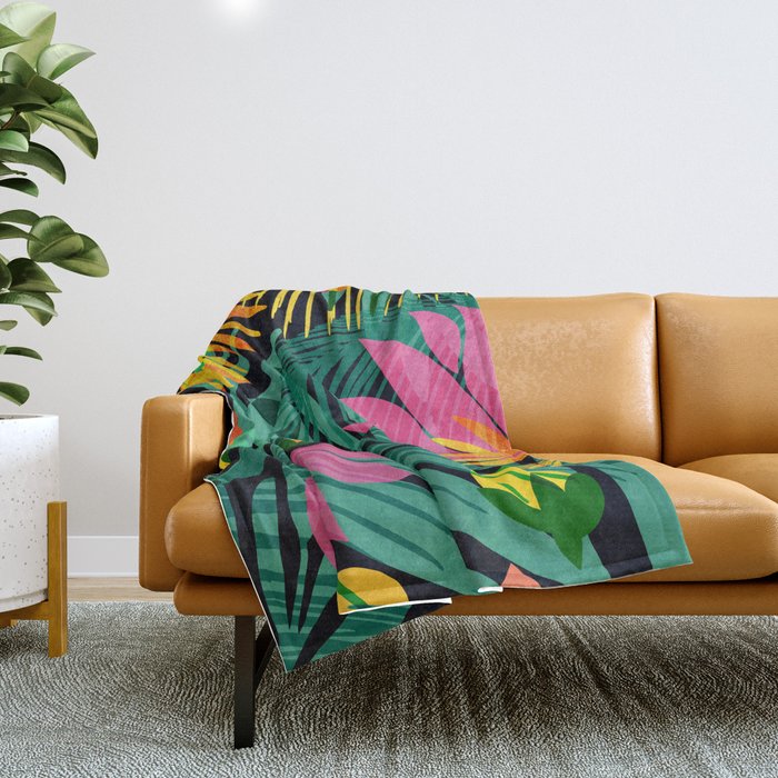 Wild Tropics Colorful Abstract Pattern Throw Blanket Gallery Image 1