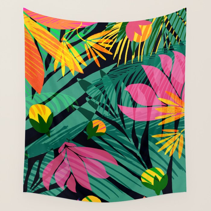 Wild Tropics Colorful Abstract Pattern Wall Tapestry Gallery Image 4
