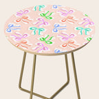 Ditsy Kitsch Ribbons and bows 1. Pastel Rainbow colours on Peach Side Table Gallery Image 2
